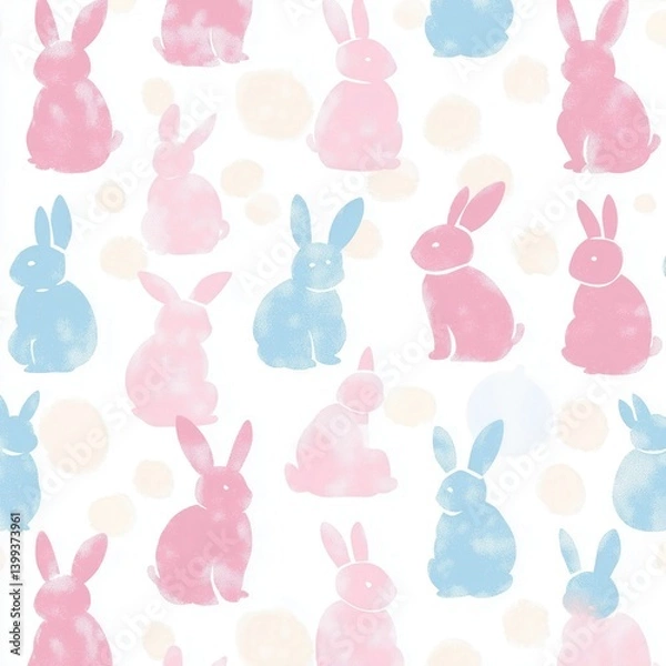 Fototapeta Watercolor Pastel Rabbit Pattern for Children's Nursery Decor and Playful Textile Design