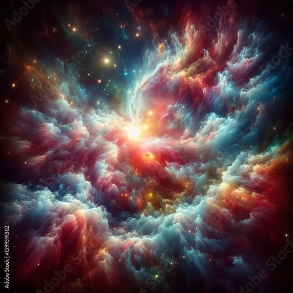 Fototapeta Abstract representation of a nebula with swirling clouds of gas