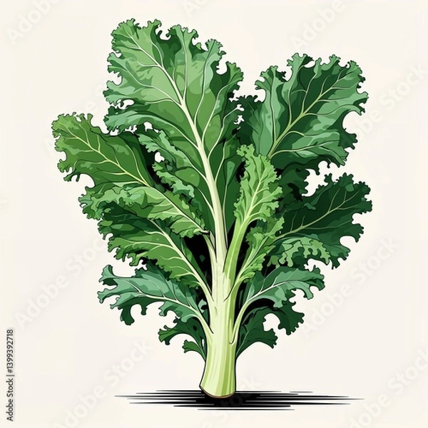 Obraz Lacinato Kale vector art illustration on plain white background