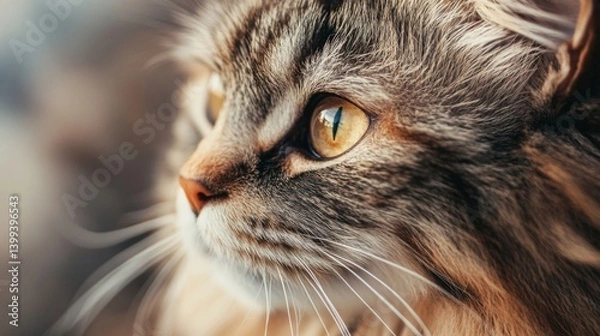 Obraz A close-up of a fluffy cats fur, highlighting the softness and texture of the coat, with natural light emphasizing its sheen and color variations.