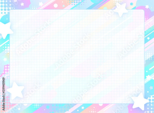 Obraz カラフルなグラデーションと星のポップなフレーム背景