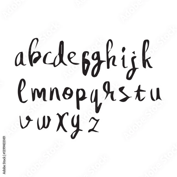 Obraz dry brush alphabet font set made by real brush grunge style vector, Isolated vector set