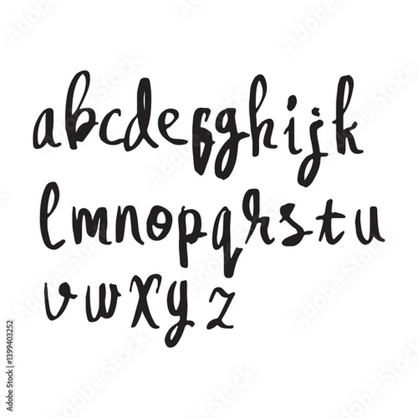 Obraz dry brush alphabet font set made by real brush grunge style vector, Isolated vector set