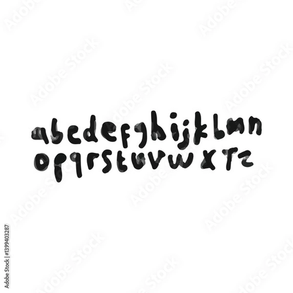 Obraz dry brush alphabet font set made by real brush grunge style vector, Isolated vector set