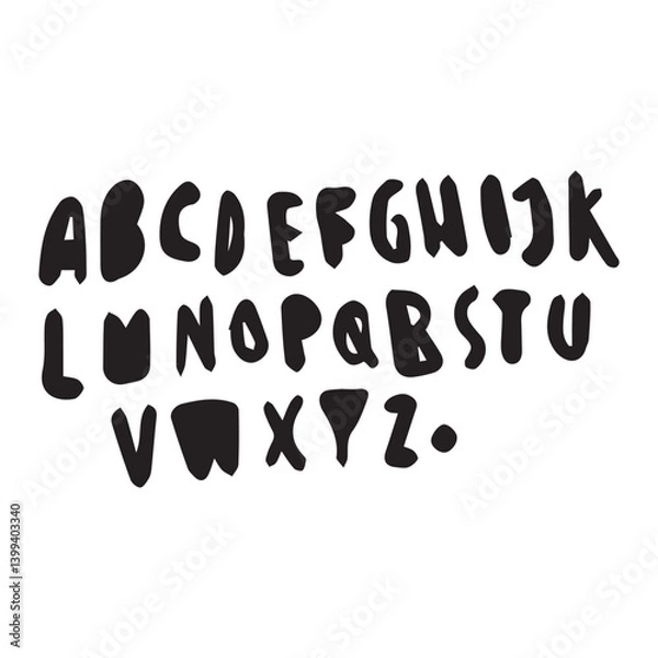 Obraz dry brush alphabet font set made by real brush grunge style vector, Isolated vector set