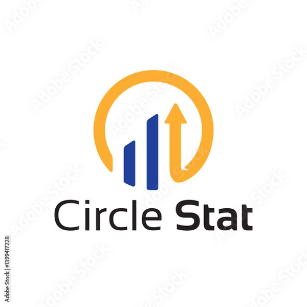 Fototapeta Circle Start Button Up Arrow Graph Diagram Invest Business Logo Template