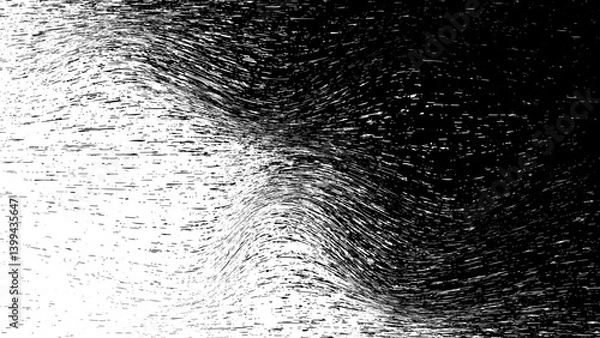 Obraz Halftone dirty background with illusion effect. Curved or damaged gradient texture. Visualization of big data. Broken screen virus. Vector illustration.