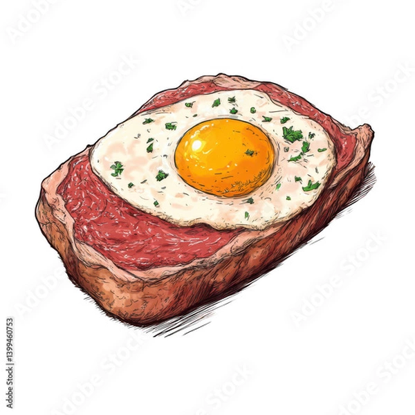 Obraz Crispy fried bacon and eggs on a plate with toast, a classic breakfast meal transparent background