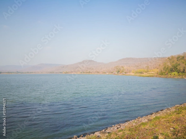 Obraz Lake on mountain overlay