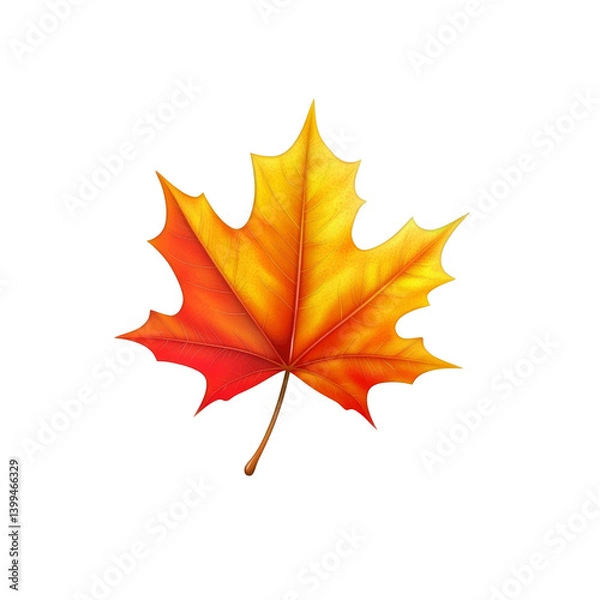 Obraz Vibrant Autumn Maple Leaf on Transparent Background