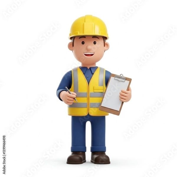 Obraz 3D Cartoon Construction Worker