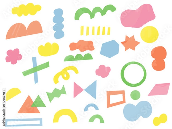 Obraz 手描きあしらセット　幾何学模様　カラフル