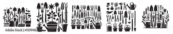 Fototapeta vector set of gardening tools