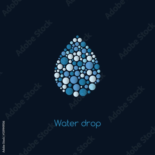 Fototapeta Abstract water drop. Shape of dots of different sizes. Vector illustration.