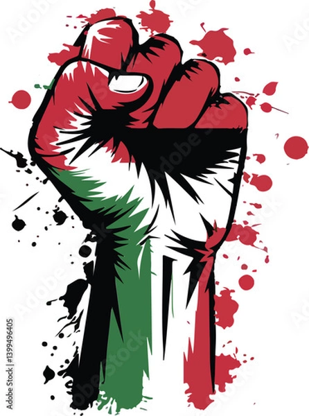 Obraz  protest hand art with colors of Palestine flag