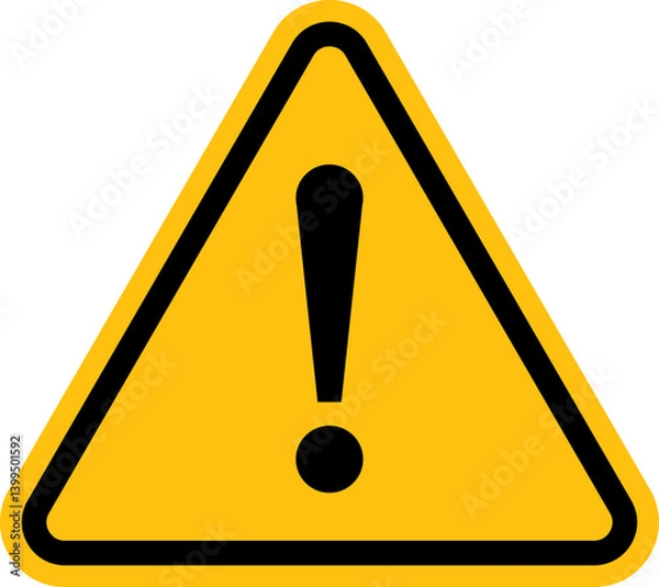 Fototapeta Warning Dangerous attention icon, danger symbol, filled flat sign, solid pictogram, isolated on white. Exclamation mark triangle symbol.