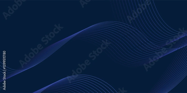 Fototapeta Blue abstract background with glowing wave. Shiny moving lines design element. Modern blue gradient flowing wave lines. vector eps10