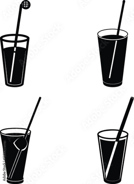 Fototapeta Drink Stirrer silhouette vector