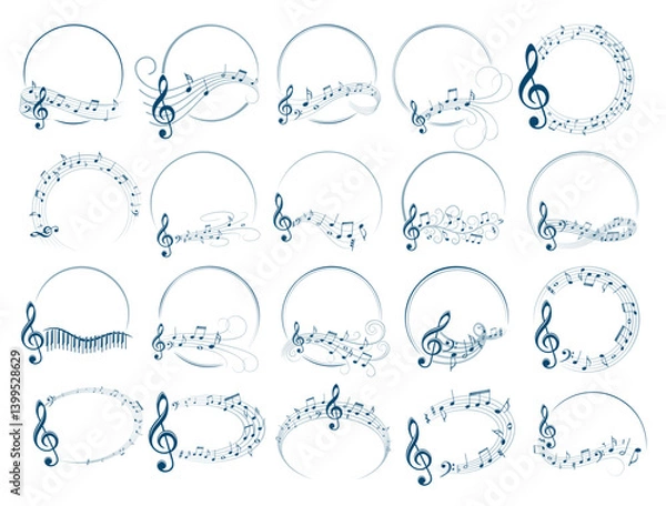 Obraz The big set of round frames with musical notes.
