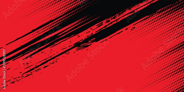Obraz Black and red abstract grunge background with halftone style. vector illustration eps10