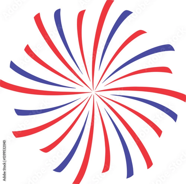 Fototapeta Beautiful firework celebration decor vector illustration design, Red, blue fireworks for 4th of July, new year celebration