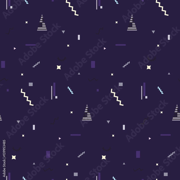 Fototapeta Memphis seamless pattern 80's-90's styles. Trendy . Colorful geometric background, different shapes. Vector Illustration