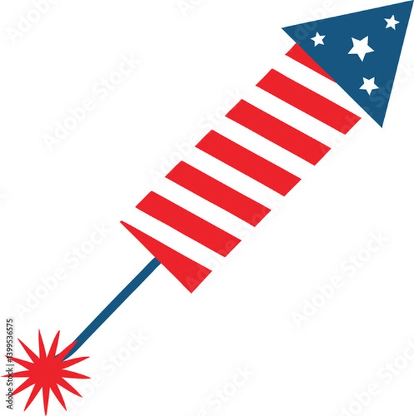 Fototapeta Beautiful firework rocket  celebration decor vector illustration design, Red, blue fireworks for 4th of July, new year celebration