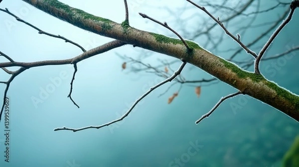 Fototapeta Misty Forest Branch in Pixelated Effect