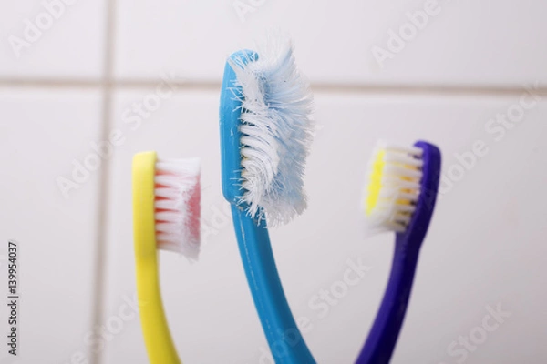 Fototapeta Used toothbrushes