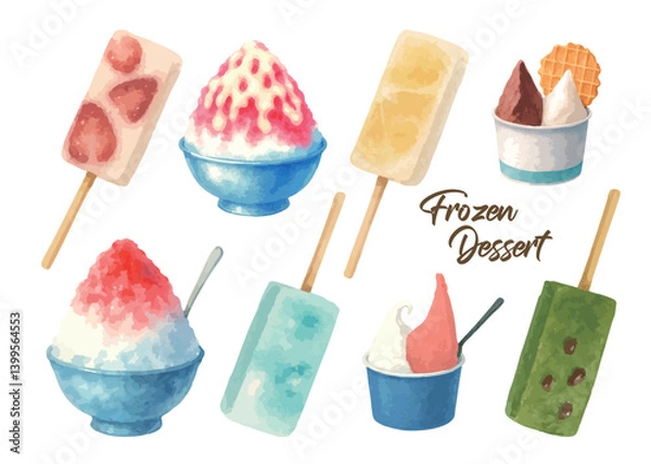 Obraz 水彩で描いたアイスのイラスト