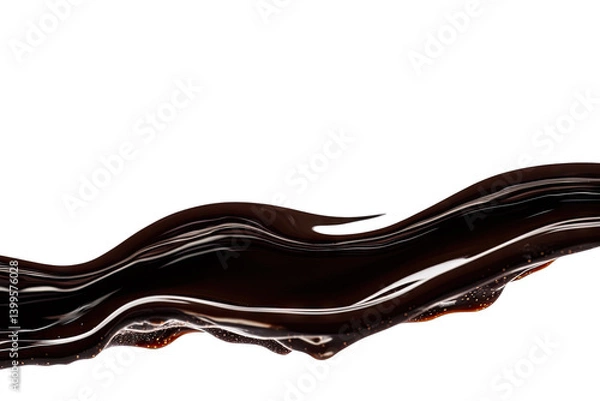 Fototapeta a smooth flowing wave of dark liquid against a light background suggesting richness and depth possibly representing chocolate or syrup