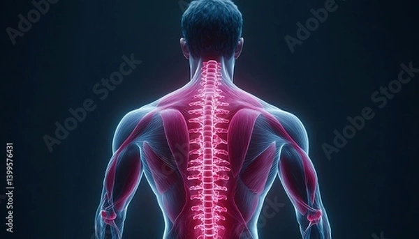 Obraz Male Spine Anatomy with Back View.