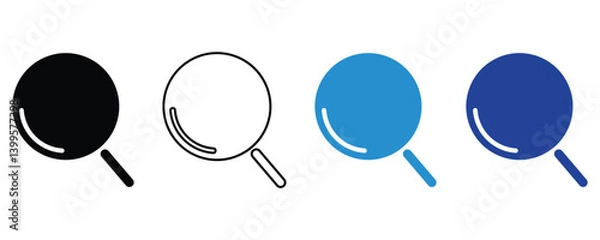 Fototapeta Magnifier glass icon vector set, search icon, magnifying glass vector icon set in flat style illustration isolated on white background.
