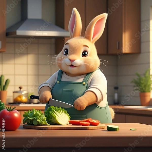 Obraz little rabbit in the kitchen