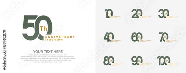 Obraz Anniversary logo set vector design, green and brown color for celebration event