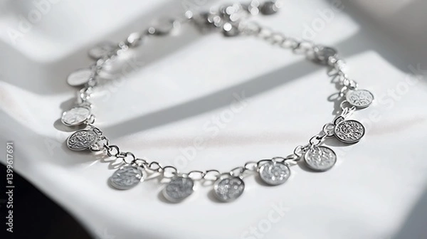 Fototapeta Silver bracelet with a chain and a clasp