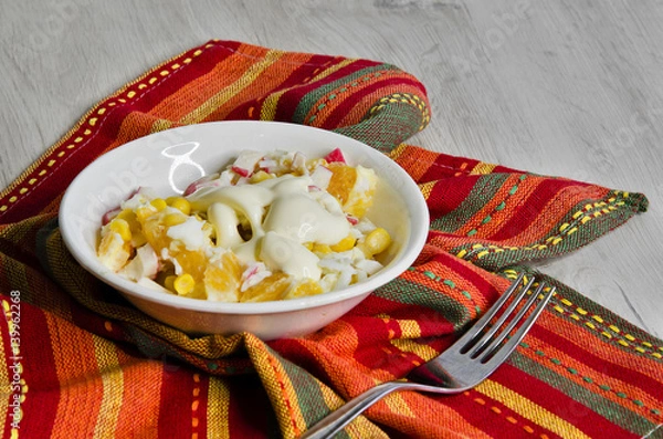 Obraz Salad with oranges and corn