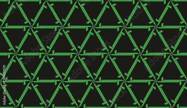 Fototapeta Modern elegant background Triangles, lines.. For your design. Vector seamless pattern in geometric style. Dark Green color.