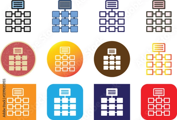 Obraz The Organizational Chart Icon represents a structured hierarchy, ideal for visualizing company management, business workflows,and team organization.Perfect for corporate,HR,and business-related design