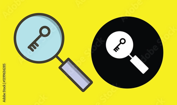 Obraz Keywording, SEO keywording process, keyword research, keywords optimization flat vector illustration design. Design for web banners and apps.Two icons two colors