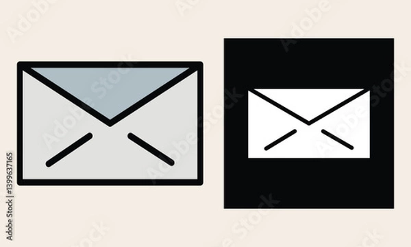 Fototapeta Mail icons set featuring various color options and professional designs.Includes email signs,symbols,and envelope icons,perfect for modern communication and digital interfaces.Vector illustration
