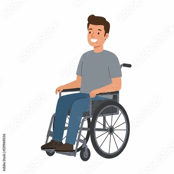 Obraz Young man in wheelchair smiling.
