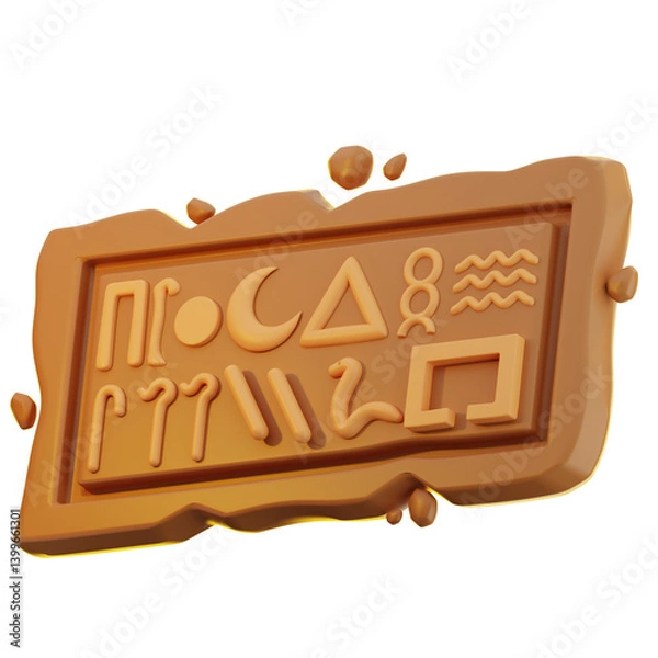 Fototapeta 3D illustration of Hieroglyphic Stone Slab