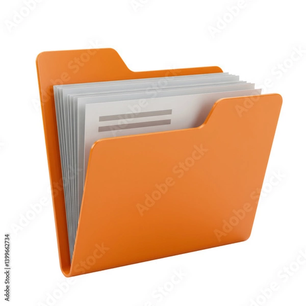 Fototapeta Orange File Folder with Documents