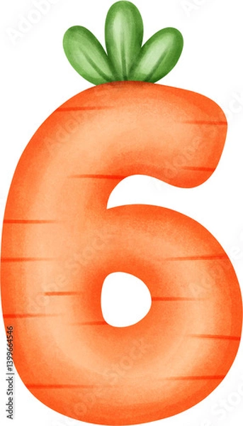 Fototapeta Cute Number 6 – Carrot Alphabet Style