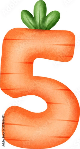 Fototapeta Cute Number 5 – Carrot Alphabet Style
