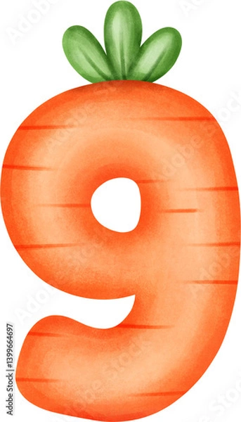 Fototapeta Cute Number 9 – Carrot Alphabet Style