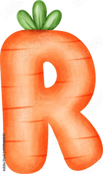 Fototapeta Cute Letter R – Carrot Alphabet Style