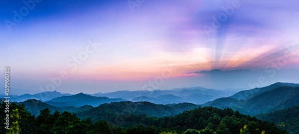 Fototapeta Mountain view with sunray