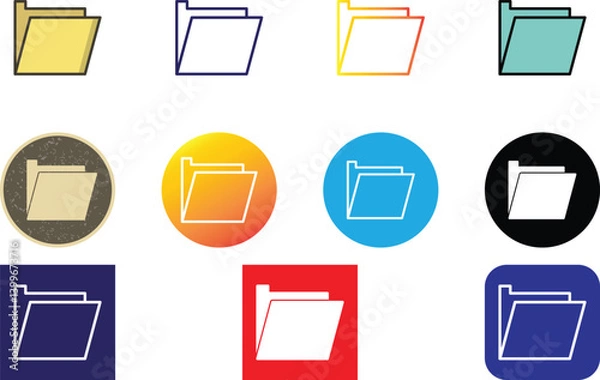 Obraz Download colorful vector computer folder icons set perfect for business data archive, storage illustration, and digital organization projects.
